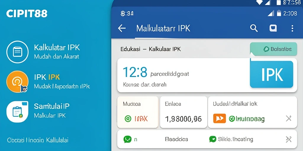 Tampilan antarmuka utama aplikasi Kalkulator IPK yang praktis.
