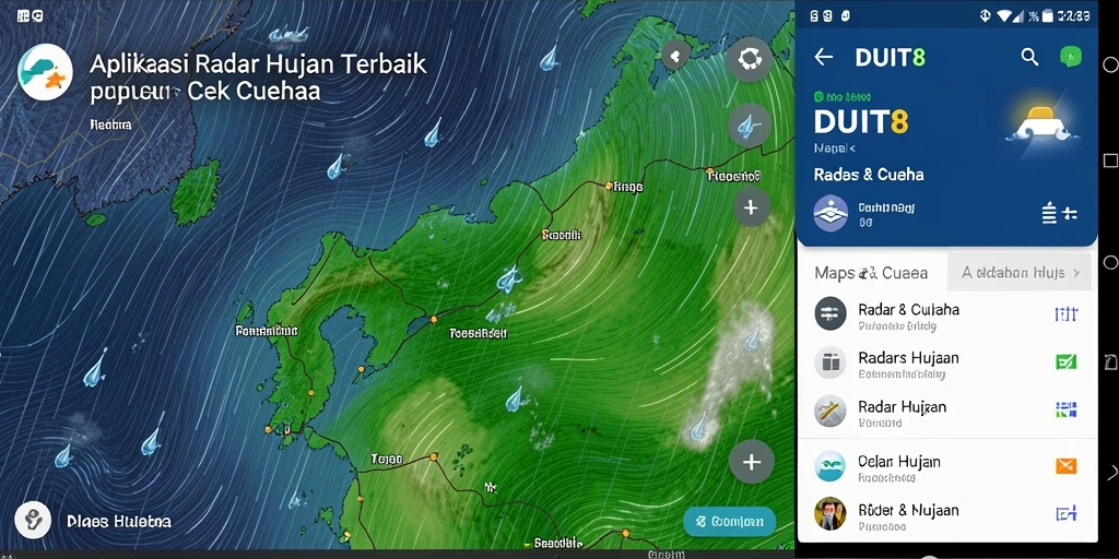 Tampilan antarmuka DUIT8 dengan fungsi Radar Hujan yang informatif.