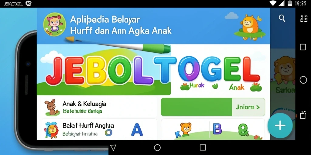 Antarmuka JEBOLTOGEL yang interaktif untuk belajar huruf dan angka.