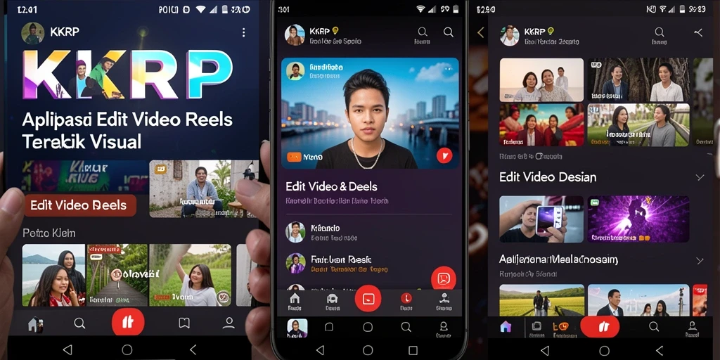 Antarmuka pengguna KKRP untuk edit video reels yang menarik.