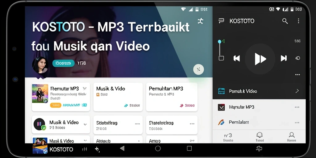 Antarmuka pengguna aplikasi KOSTOTO yang stylish dan fungsional untuk Pemutar MP3.