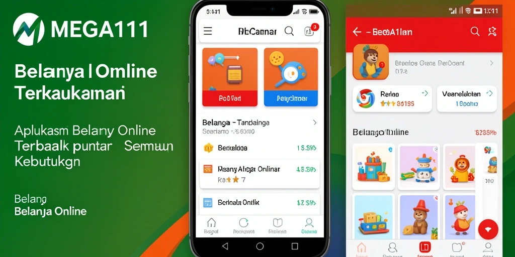 Tampilan antarmuka aplikasi MEGA111 untuk belanja online yang mudah.