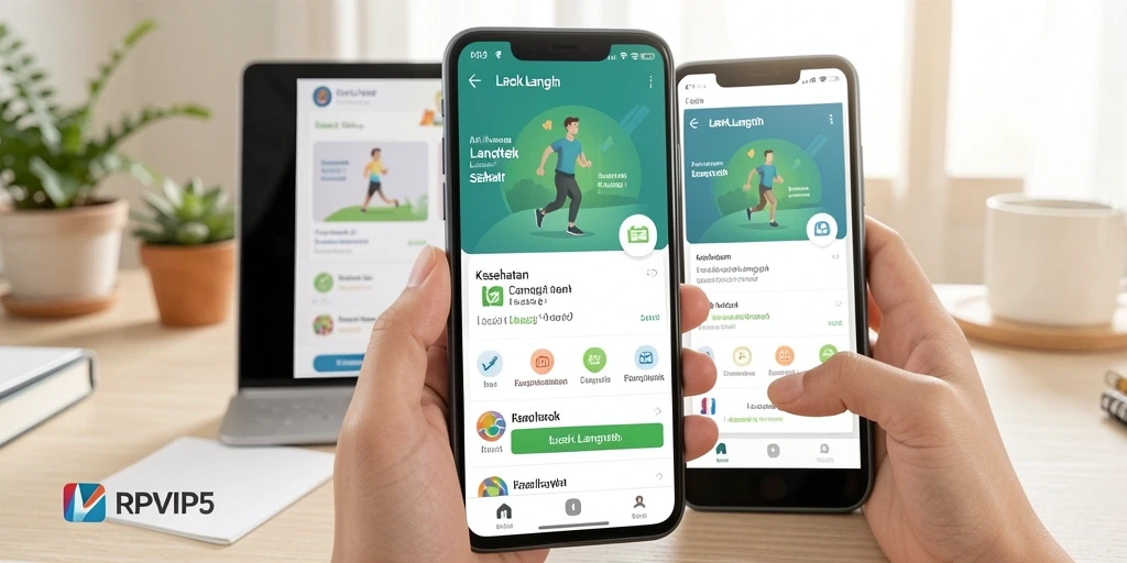 Tampilan antarmuka RPVIP5 menunjukkan fitur pelacakan langkah secara jelas.