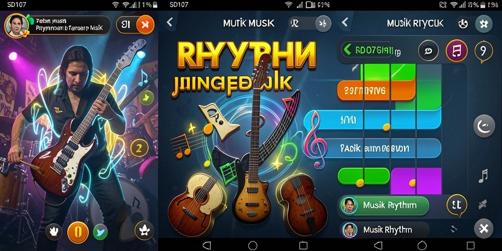 Antarmuka permainan <strong>SD107</strong> yang menarik saat memainkan musik rhythm.