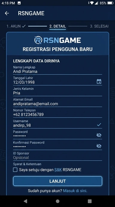 Cara Mudah Buat Akun Baru rsngame
